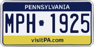 PA license plate MPH1925