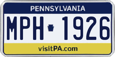 PA license plate MPH1926
