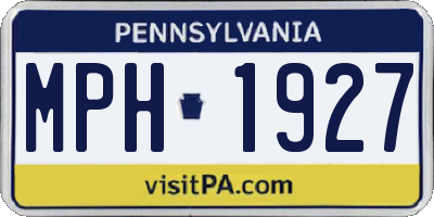PA license plate MPH1927