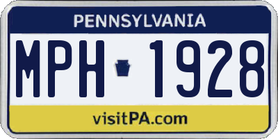 PA license plate MPH1928