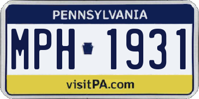 PA license plate MPH1931