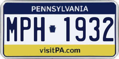 PA license plate MPH1932