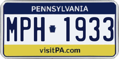 PA license plate MPH1933