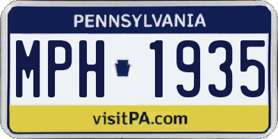 PA license plate MPH1935