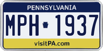 PA license plate MPH1937