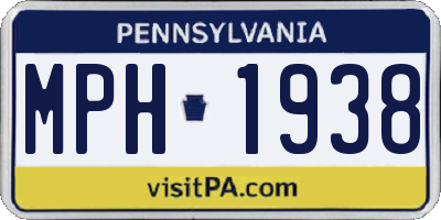 PA license plate MPH1938