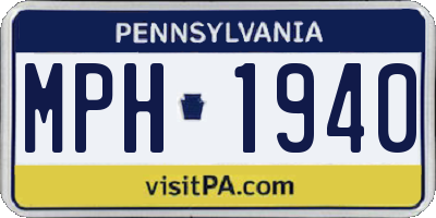 PA license plate MPH1940
