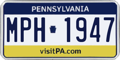 PA license plate MPH1947