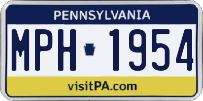 PA license plate MPH1954
