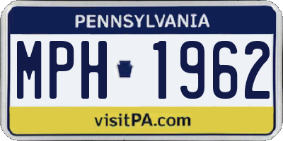 PA license plate MPH1962