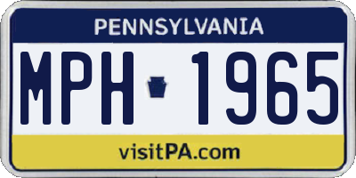 PA license plate MPH1965