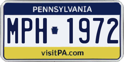 PA license plate MPH1972