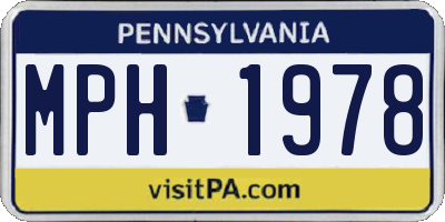 PA license plate MPH1978