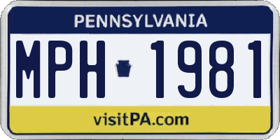 PA license plate MPH1981