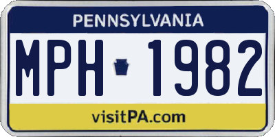 PA license plate MPH1982