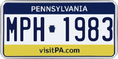 PA license plate MPH1983