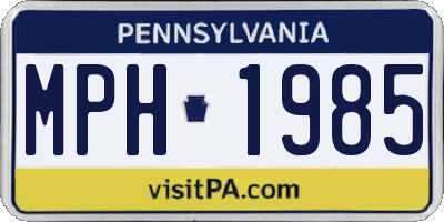 PA license plate MPH1985