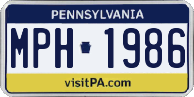 PA license plate MPH1986
