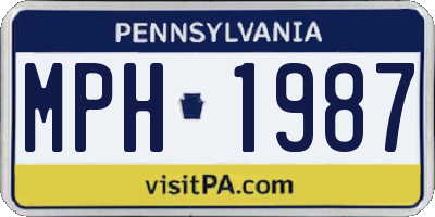 PA license plate MPH1987