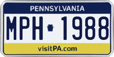 PA license plate MPH1988