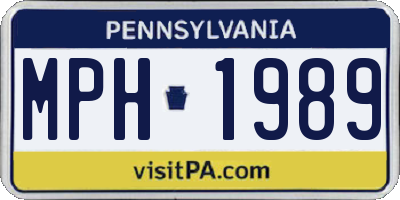 PA license plate MPH1989