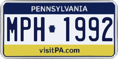 PA license plate MPH1992