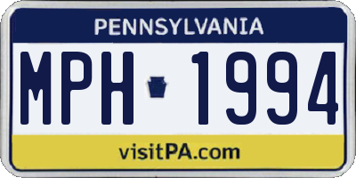 PA license plate MPH1994