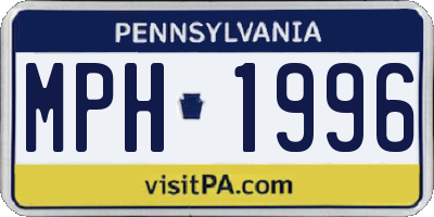 PA license plate MPH1996