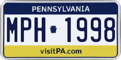 PA license plate MPH1998