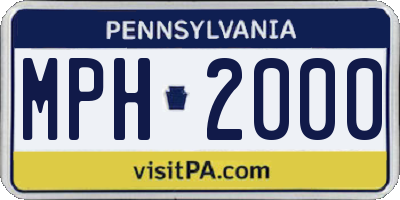 PA license plate MPH2000
