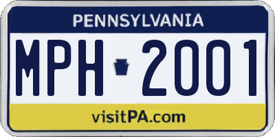 PA license plate MPH2001