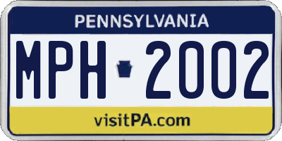 PA license plate MPH2002