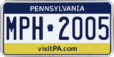 PA license plate MPH2005