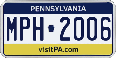 PA license plate MPH2006