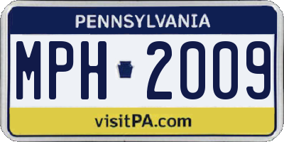 PA license plate MPH2009