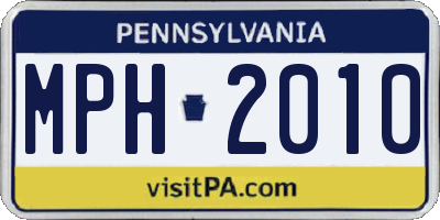 PA license plate MPH2010