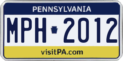PA license plate MPH2012