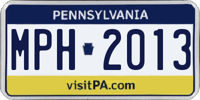 PA license plate MPH2013