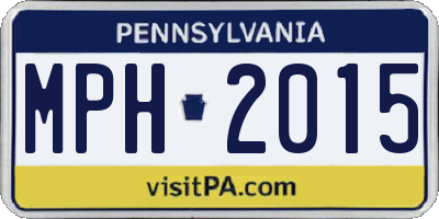 PA license plate MPH2015