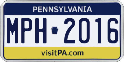 PA license plate MPH2016