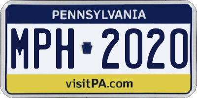 PA license plate MPH2020
