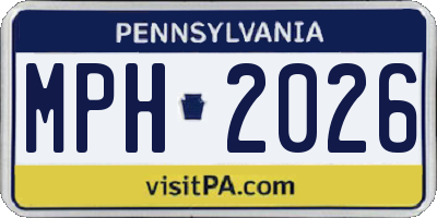 PA license plate MPH2026