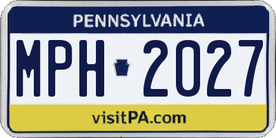 PA license plate MPH2027