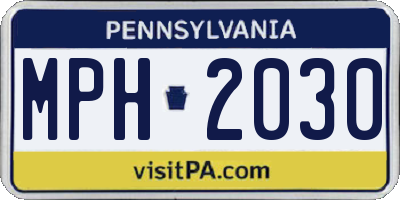 PA license plate MPH2030