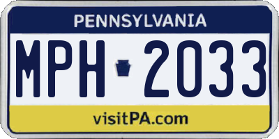 PA license plate MPH2033