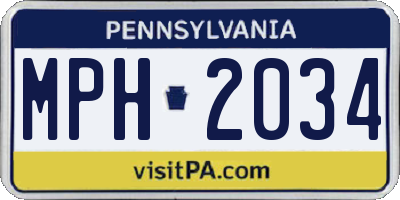 PA license plate MPH2034