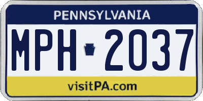 PA license plate MPH2037