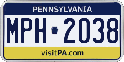PA license plate MPH2038