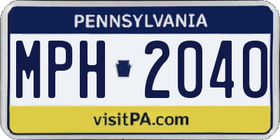 PA license plate MPH2040