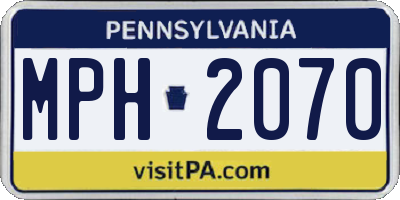 PA license plate MPH2070